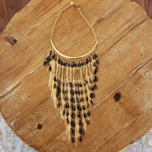 Gold & Black Beaded Collar Necklace